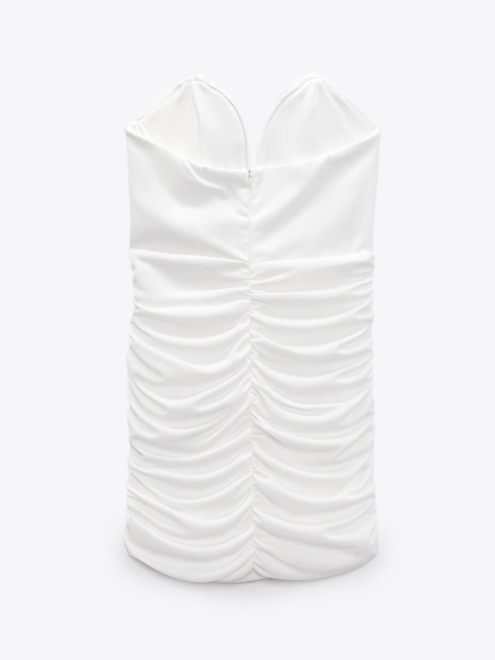 Strapless White Ruched Mini Dress - Picture 5 of 5